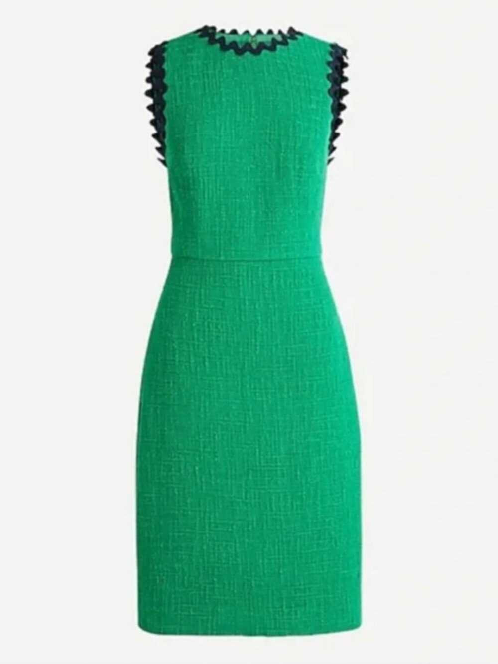 J.Crew Scalloped Crew Neck Green Tweed Dress